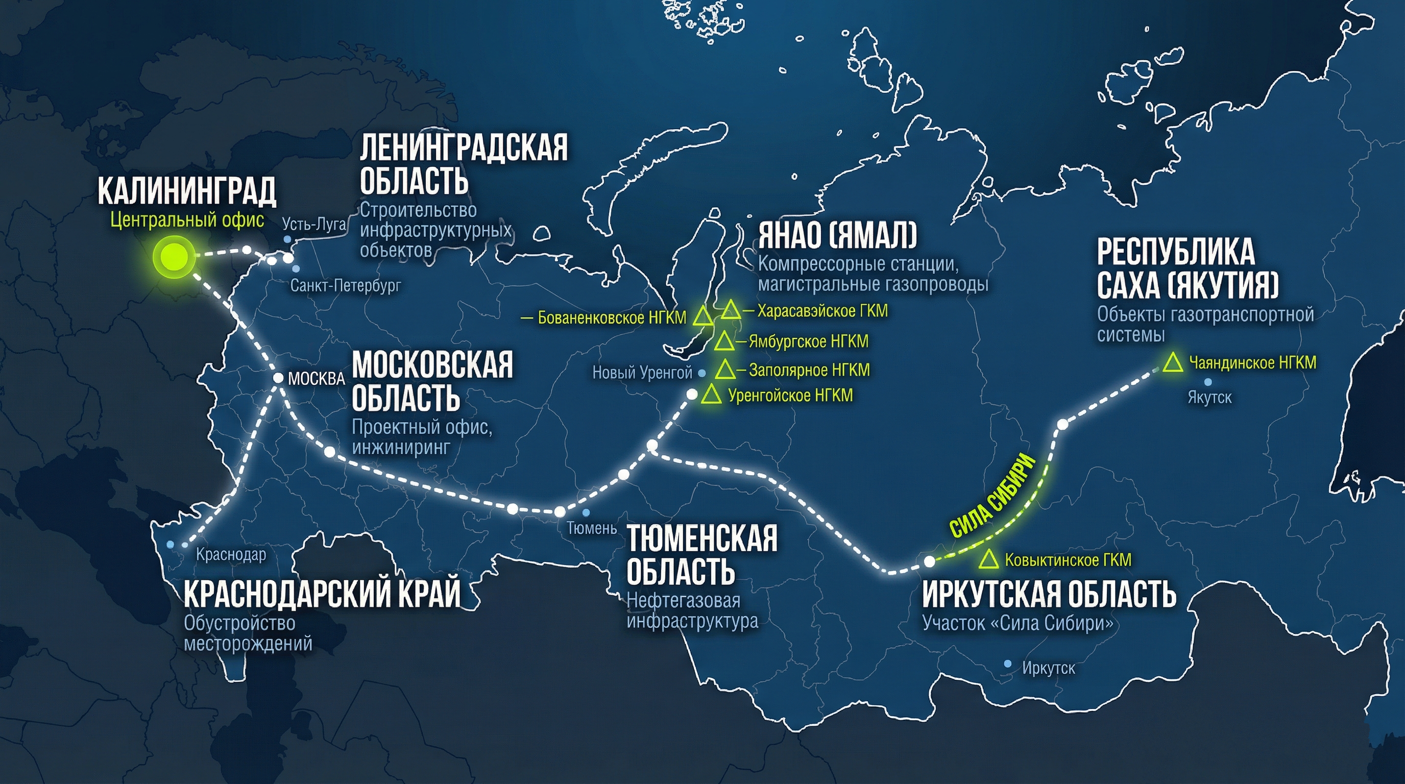 География работ — карта объектов ОлмаСТРОЙ